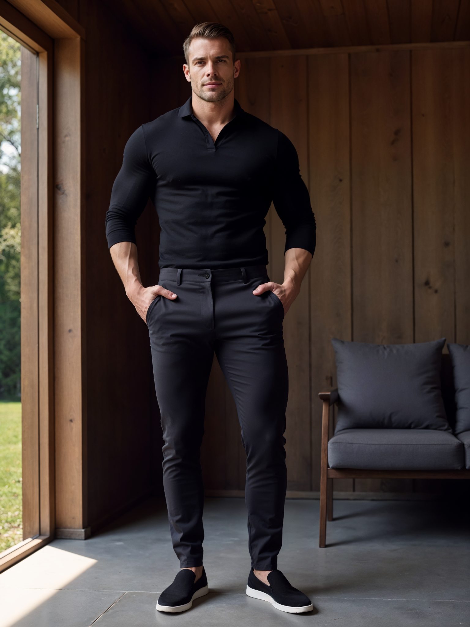 Slim Fit Stretch Chino Trousers for Men - View 12
