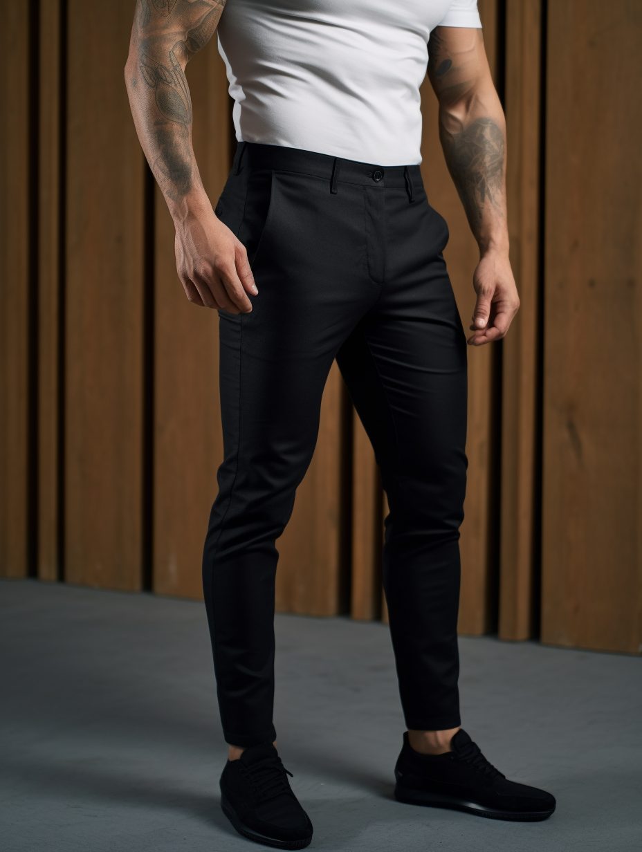 Slim Fit Stretch Chino Trousers for Men - Black