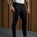 Slim Fit Stretch Chino Trousers for Men - Black