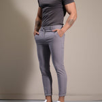 Slim Fit Stretch Chino Trousers for Men - Grey
