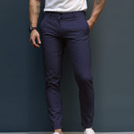 Slim Fit Stretch Chino Trousers for Men - Navy Blue