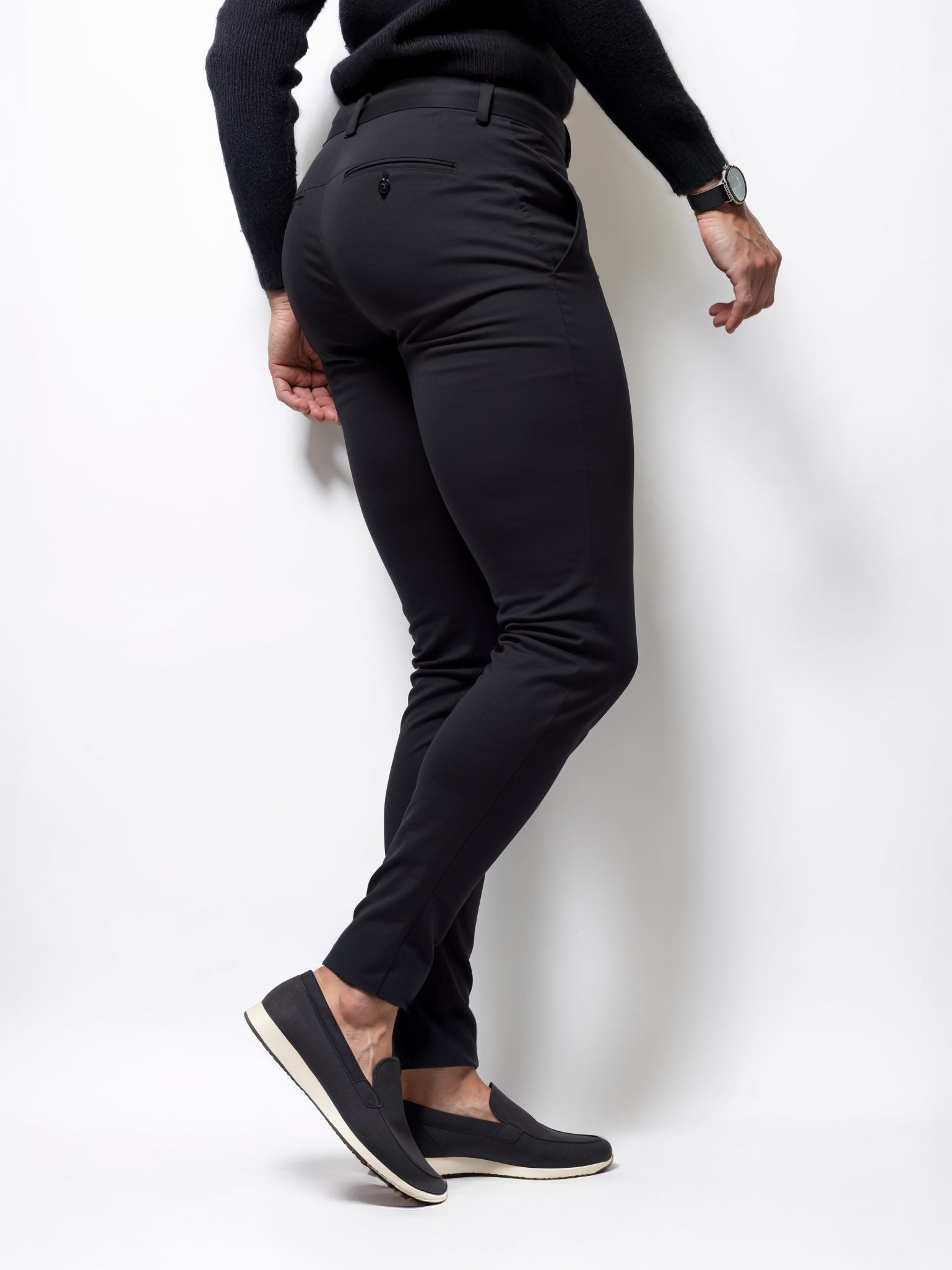 Slim Fit Stretch Chino Trousers for Men - View 6