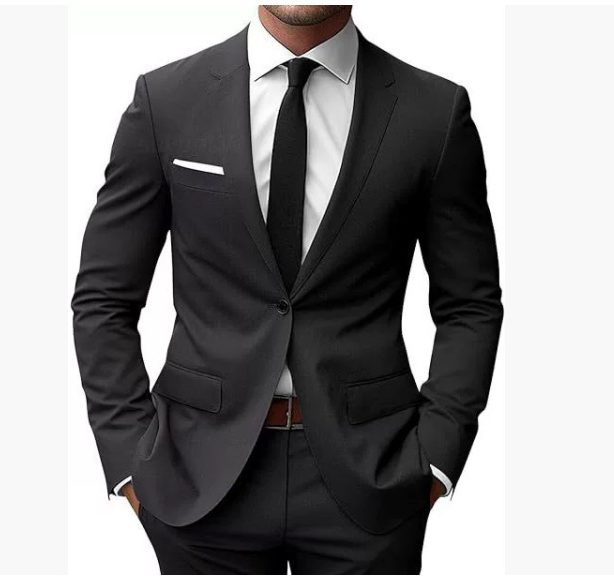 Slim Fit Suit Set for Men - Black