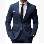 Slim Fit Suit Set for Men - Navy Blue