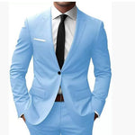 Slim Fit Suit Set for Men - Light Blue