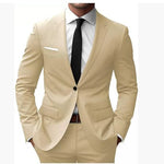 Slim Fit Suit Set for Men - Beige