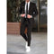 Slim Fit Two-Piece Suit Set for Men - Black