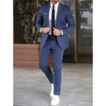 Slim Fit Two-Piece Suit Set for Men - Blue