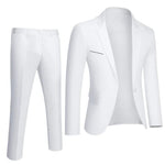 Slim Fit Two-Piece Suit Set for Men - White