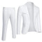 Slim Fit Two-Piece Suit Set for Men - White