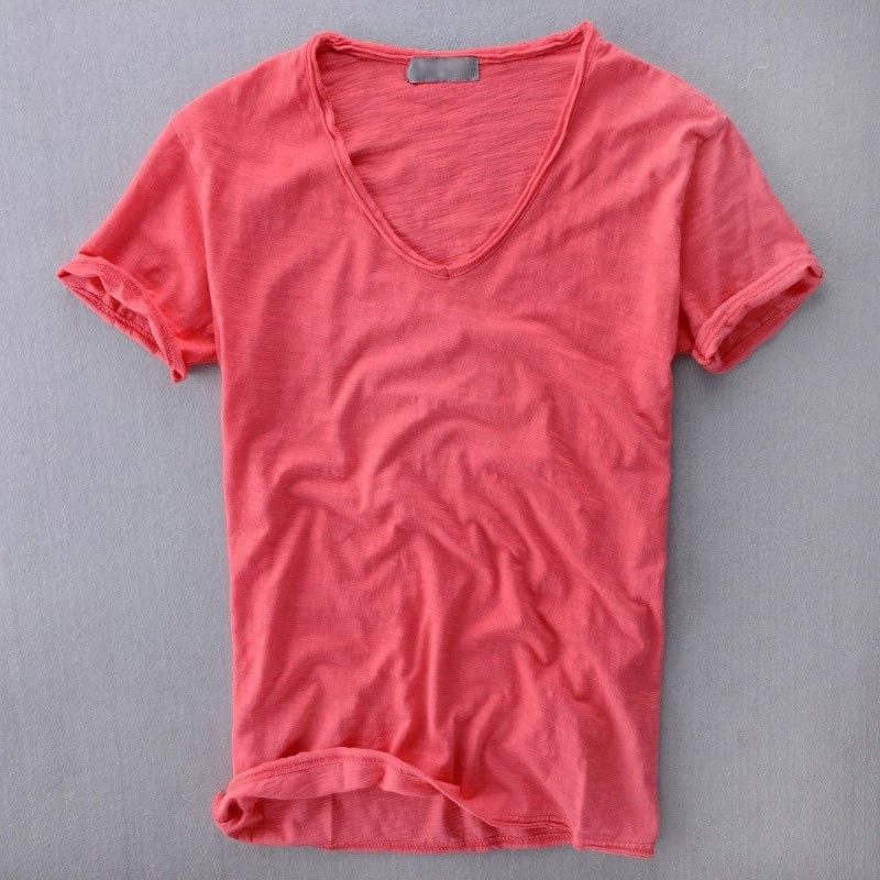 Slim Fit V-Neck T-Shirt for Men - Pink