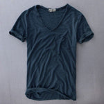 Slim Fit V-Neck T-Shirt for Men - Navy Blue