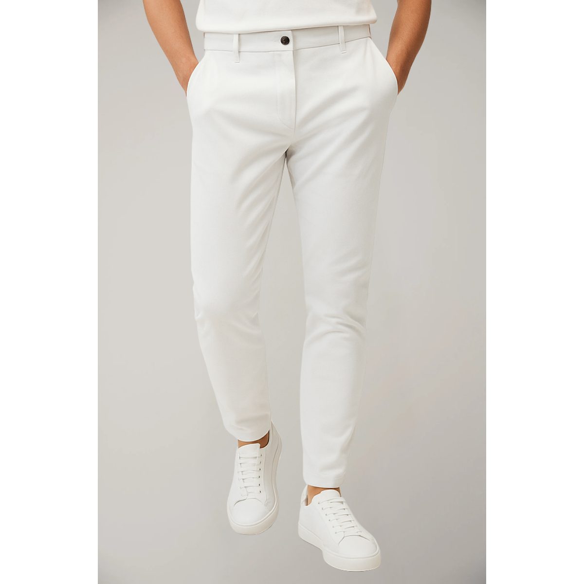 Slim Leg Chino Trousers for Men - White