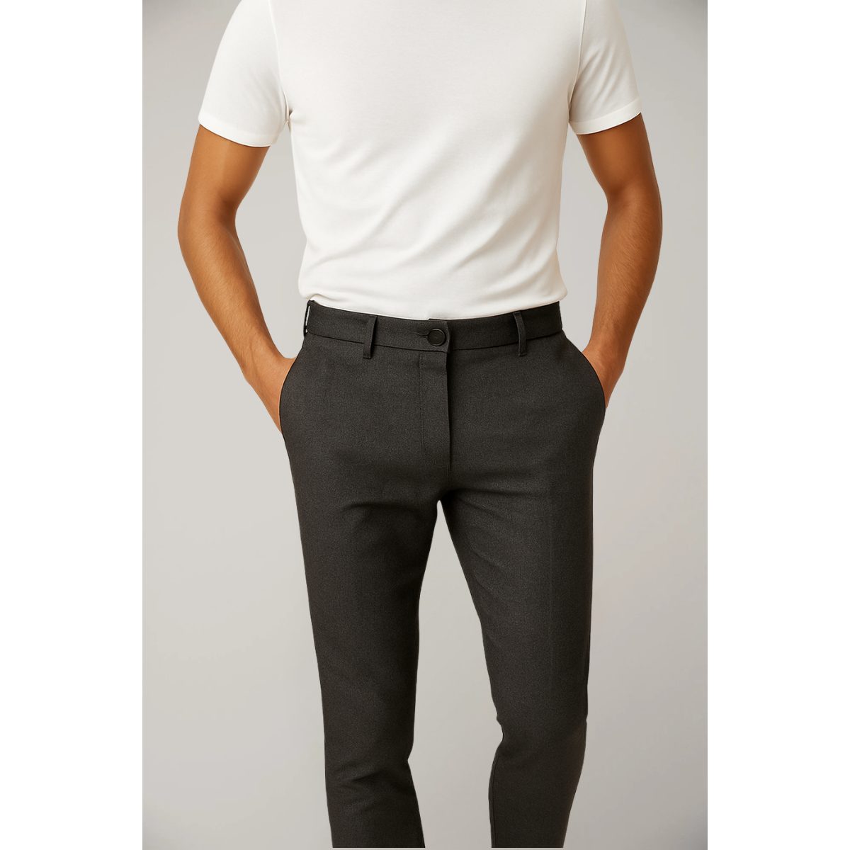 Slim Leg Chino Trousers for Men - Dark Gray