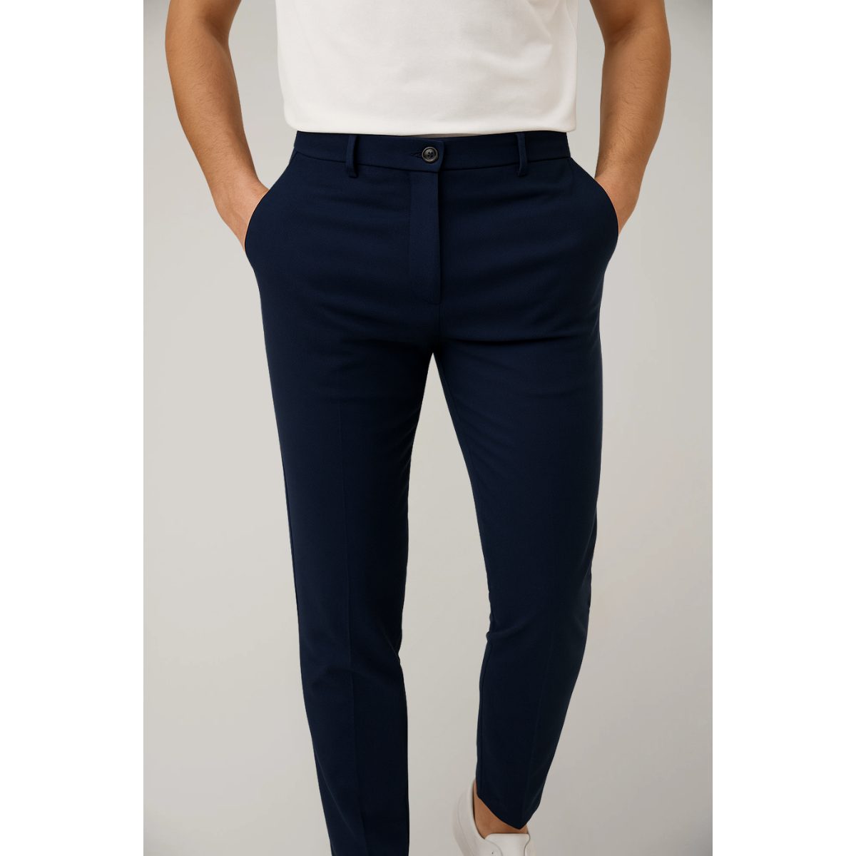 Slim Leg Chino Trousers for Men - Navy Blue