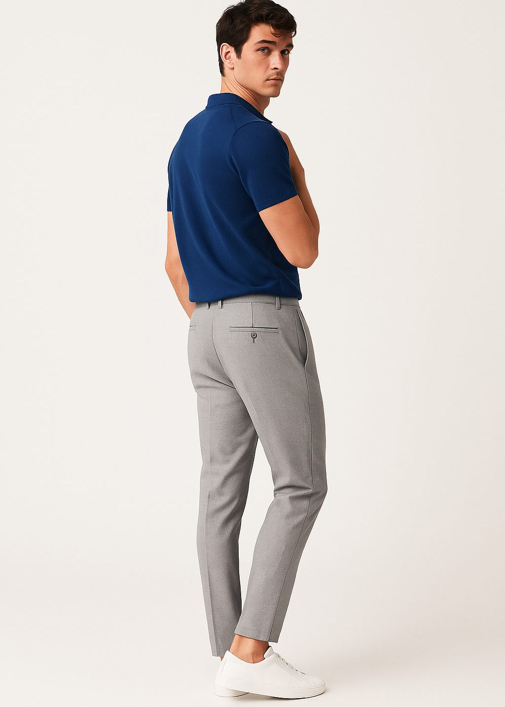 Slim Leg Chino Trousers for Men - Light Gray