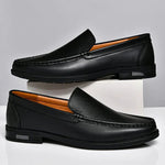 Slip-On Leather Venetian Loafer for Men - Black