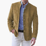 Stand Collar Suede Blazer for Men