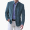 Stand Collar Suede Blazer for Men - Blue