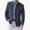 Stand Collar Suede Blazer for Men - Navy