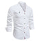 Stand Collar Long Sleeve Button-Down Shirt for Men - White