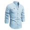 Stand Collar Long Sleeve Button-Down Shirt for Men - Light Blue