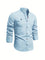 Button-Down Stand Collar Shirt for Men - Light Blue