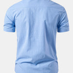 Stand Collar Short Sleeve Button-Down Shirt for Men - View 2