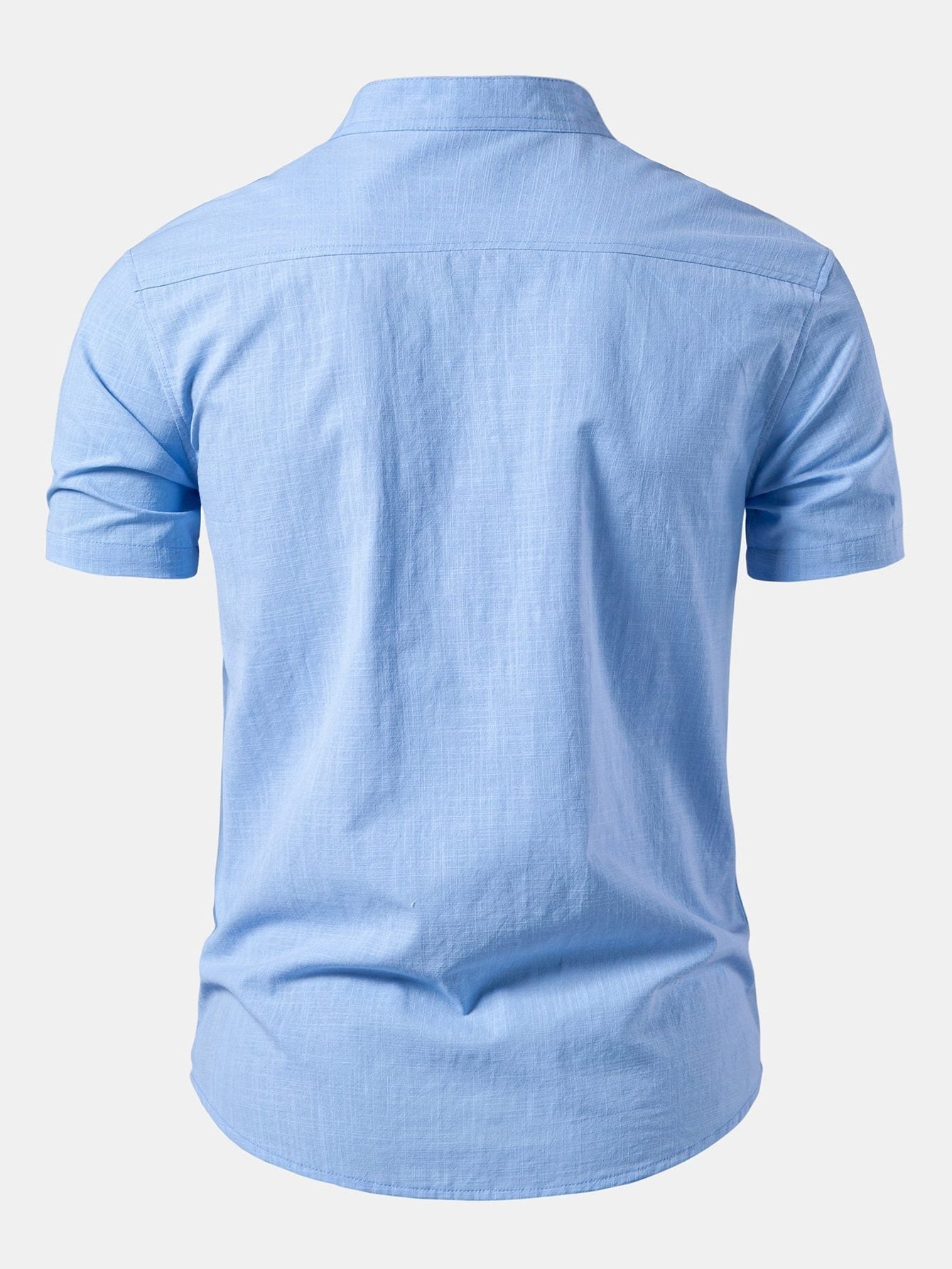Stand Collar Short Sleeve Button-Down Shirt for Men - View 2
