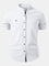 Stand Collar Short Sleeve Button-Down Shirt for Men - White