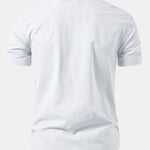 Stand Collar Short Sleeve Button-Down Shirt for Men - View 4