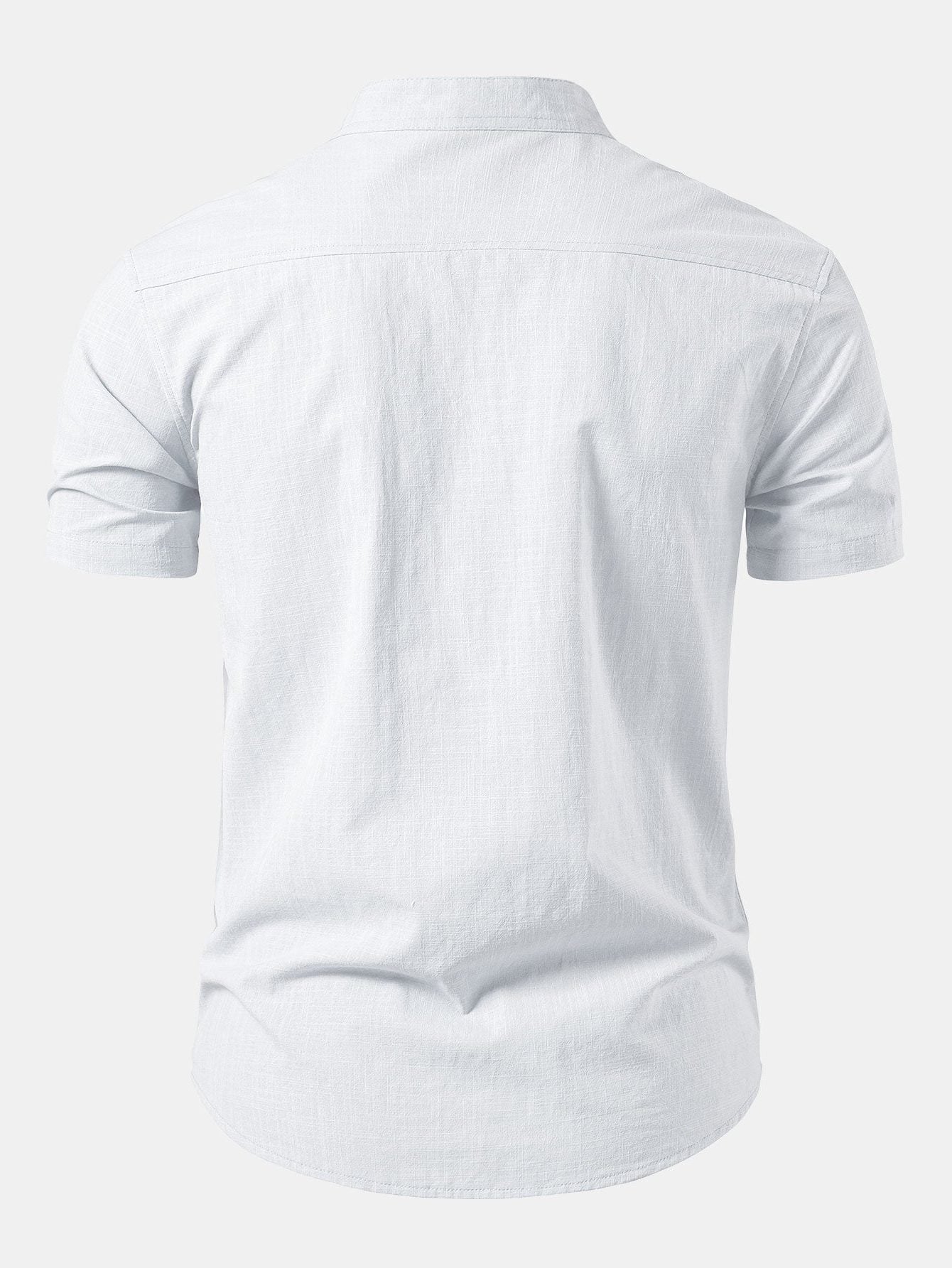 Stand Collar Short Sleeve Button-Down Shirt for Men - View 4