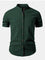 Stand Collar Short Sleeve Button-Down Shirt for Men - Dark Green
