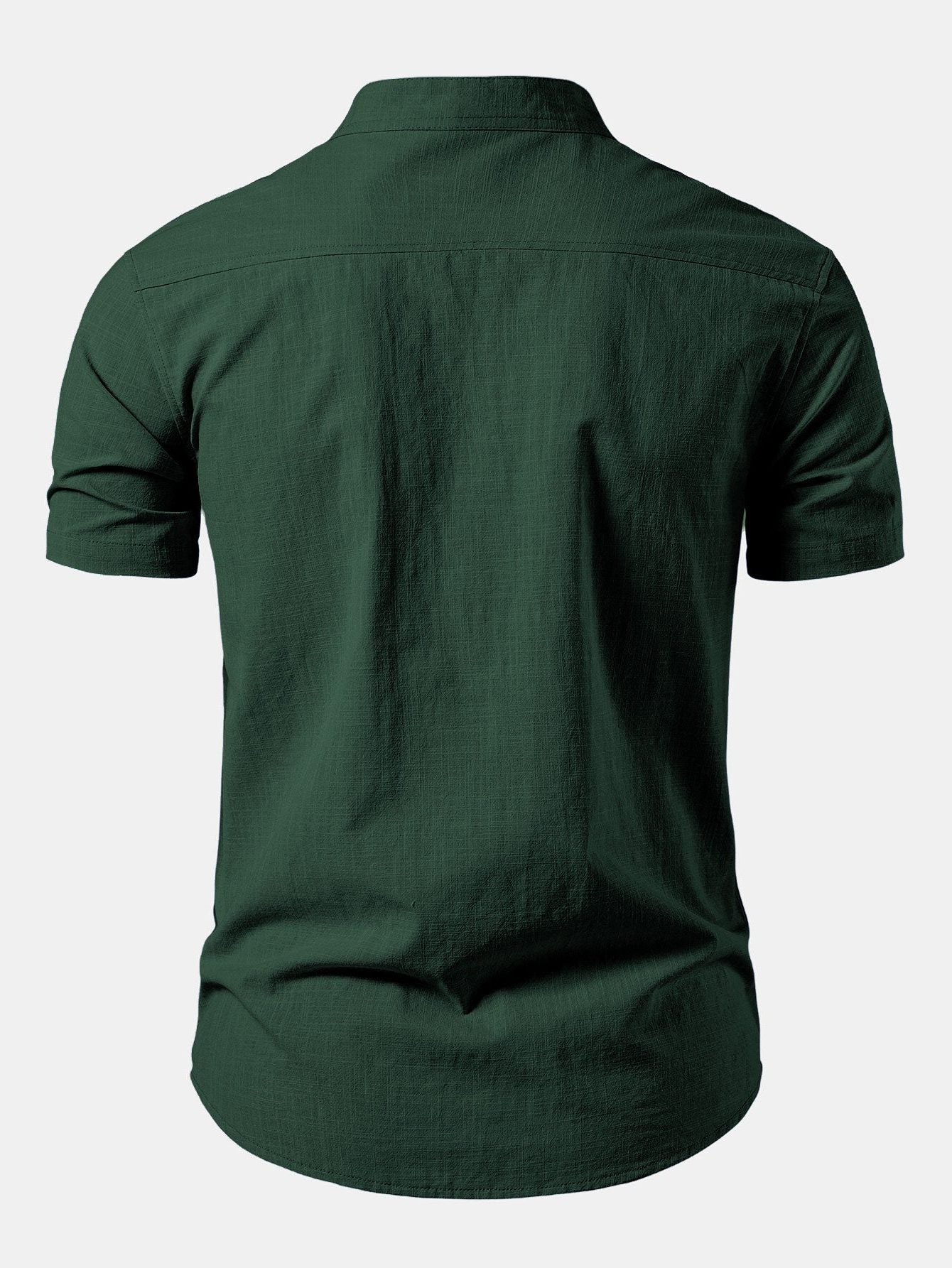 Stand Collar Short Sleeve Button-Down Shirt for Men - View 6