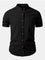 Stand Collar Short Sleeve Button-Down Shirt for Men - Black