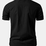 Stand Collar Short Sleeve Button-Down Shirt for Men - View 8