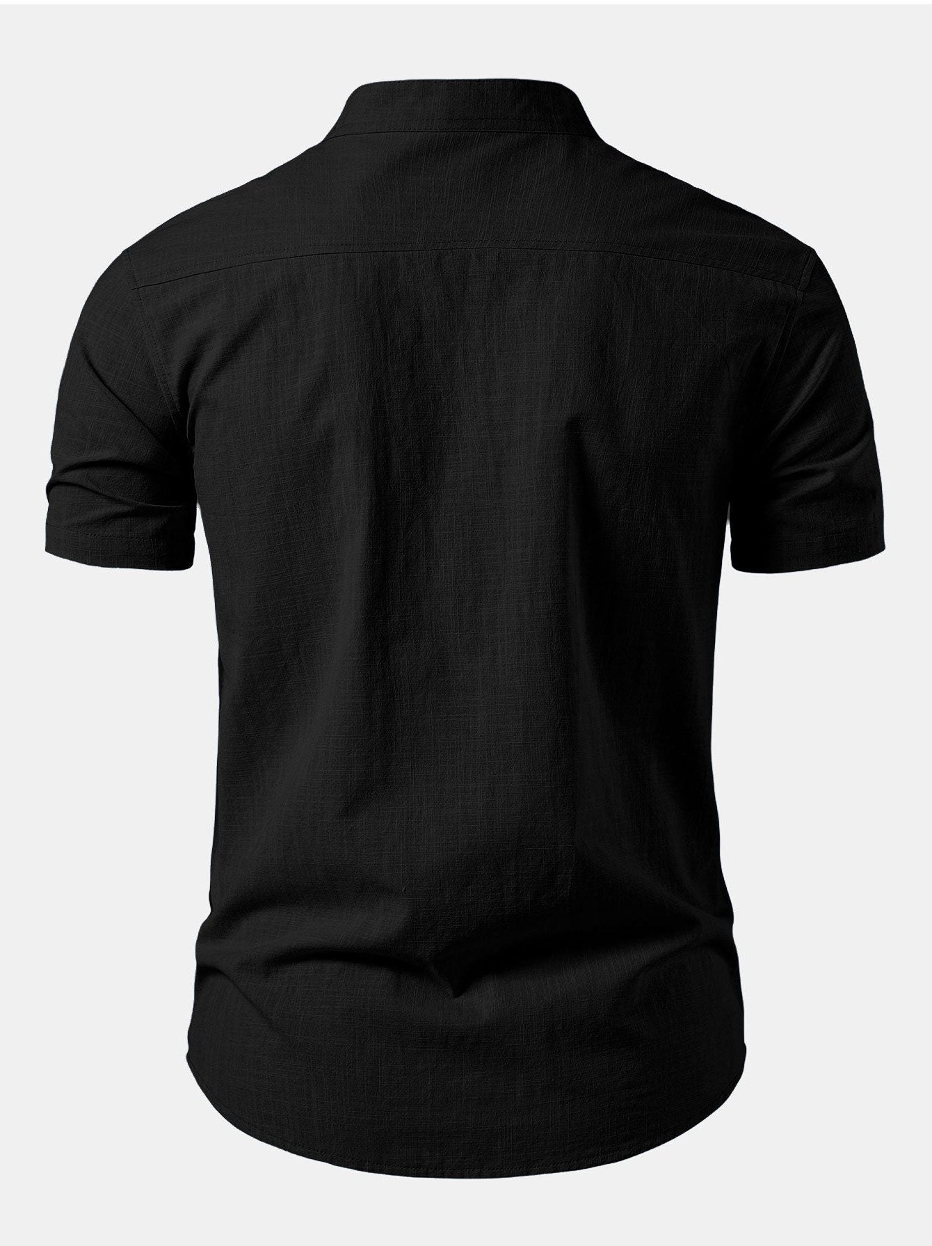 Stand Collar Short Sleeve Button-Down Shirt for Men - View 8