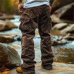 Straight Leg Cargo Jeans with Multiple Pockets for Men - View 3