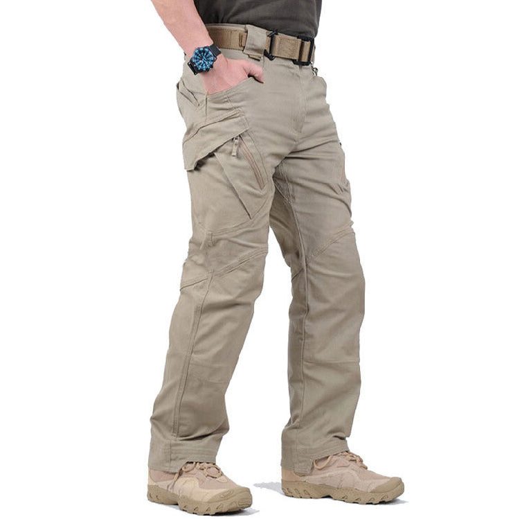 Straight Leg Cargo Trousers for Men - Khaki