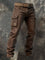 Straight Leg Cargo Trousers with Belted Waist for Men
