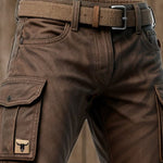 Straight Leg Cargo Trousers with Belted Waist for Men - View 4