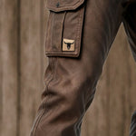 Straight Leg Cargo Trousers with Belted Waist for Men - View 5