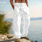 Straight Leg Cargo Trousers with Side Pockets for Men - White