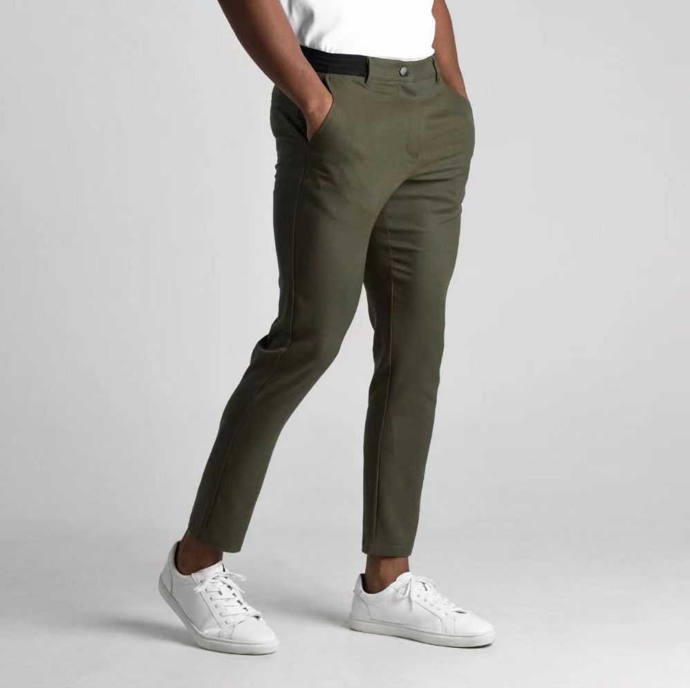 Straight Leg Chino Trousers for Men - Green
