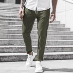 Straight Leg Chino Trousers with Drawstring for Men