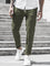 Straight Leg Chino Trousers with Drawstring for Men - Olive Green