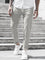 Straight Leg Chino Trousers with Drawstring for Men - Light Gray