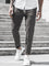 Straight Leg Chino Trousers with Drawstring for Men - Dark Gray