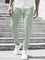 Straight Leg Chino Trousers with Drawstring for Men - Light Green