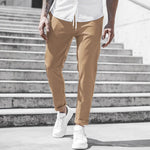 Straight Leg Chino Trousers with Drawstring for Men - View 7